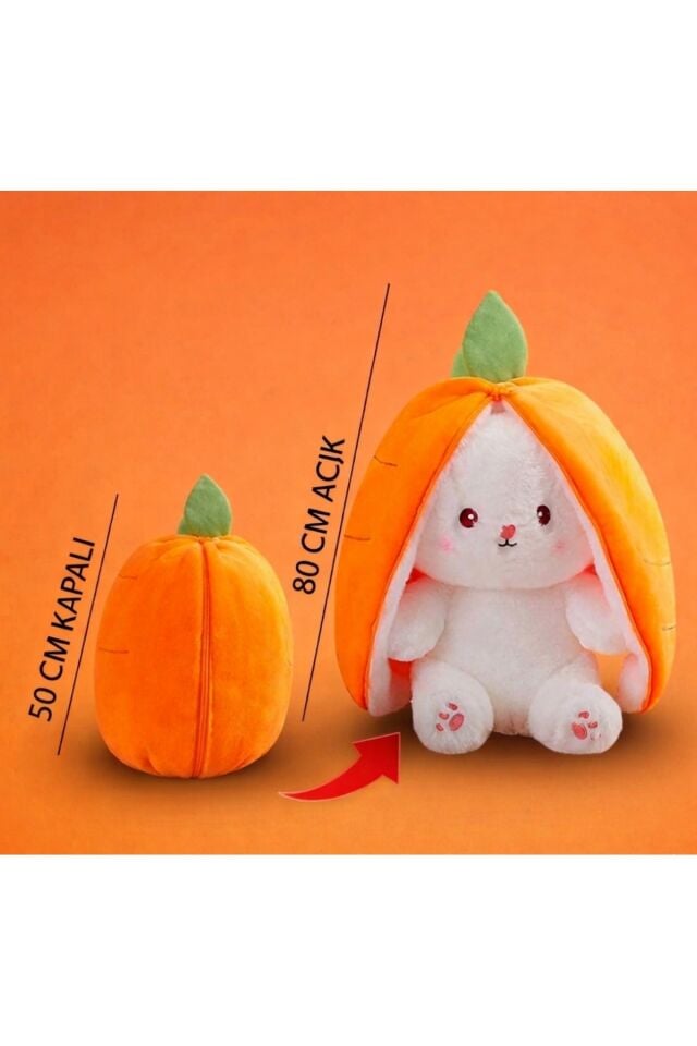 fermuarlı havuç tavşan peluş 40-50cm oyuncak tüylü tavşan hediyelik yumoş arkadaş