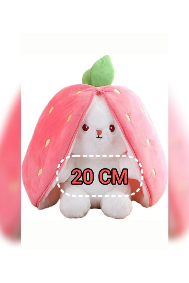 fermuarlı çilek tavşan peluş oyuncak 20cm tüylü tavşan hediyelik yumoş arkadaş