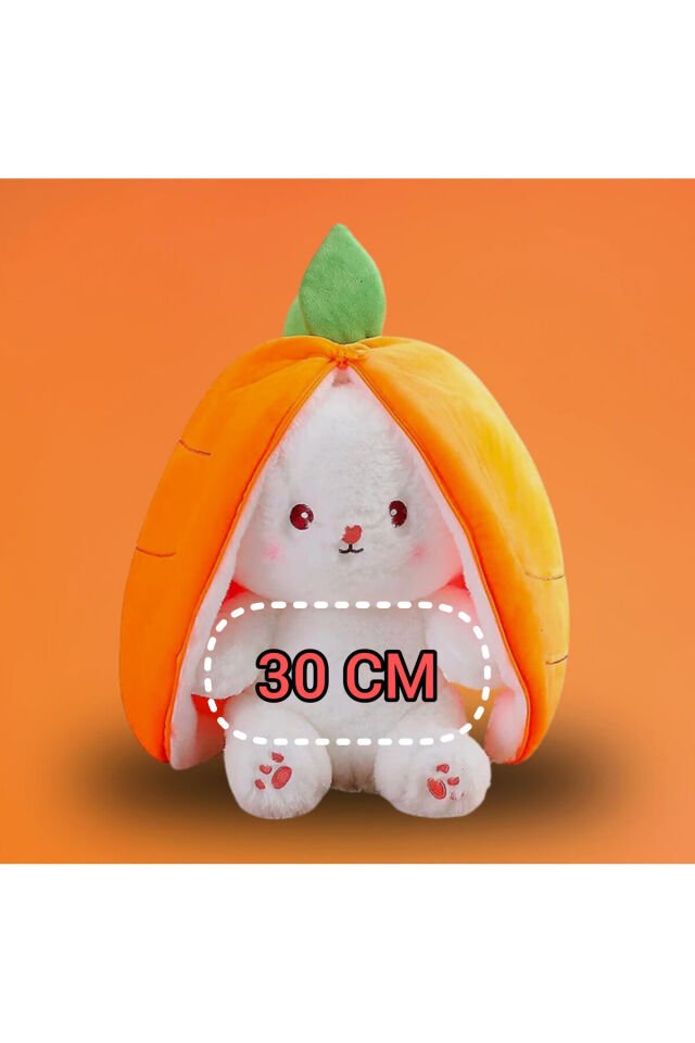 fermuarlı havuç tavşan peluş oyuncak 30-35cm tüylü tavşan hediyelik yumoş arkadaş