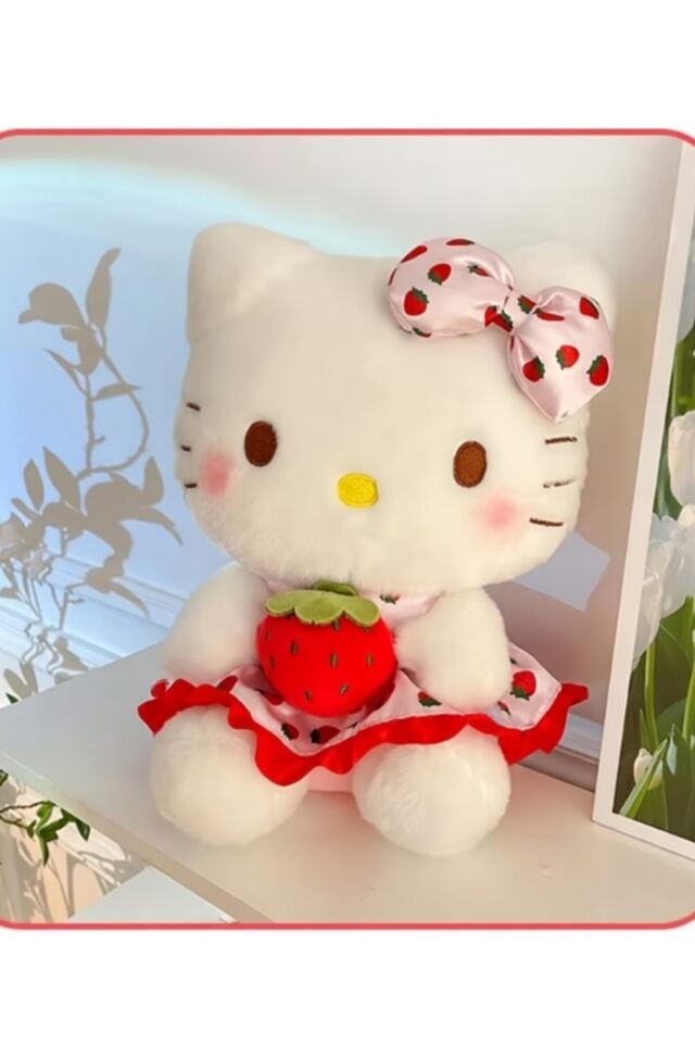 hello kitty çilek peluş oyuncak 30cm peluş oyuncak uyku arkadaşı yumuşak kuromi sanrio hellokity