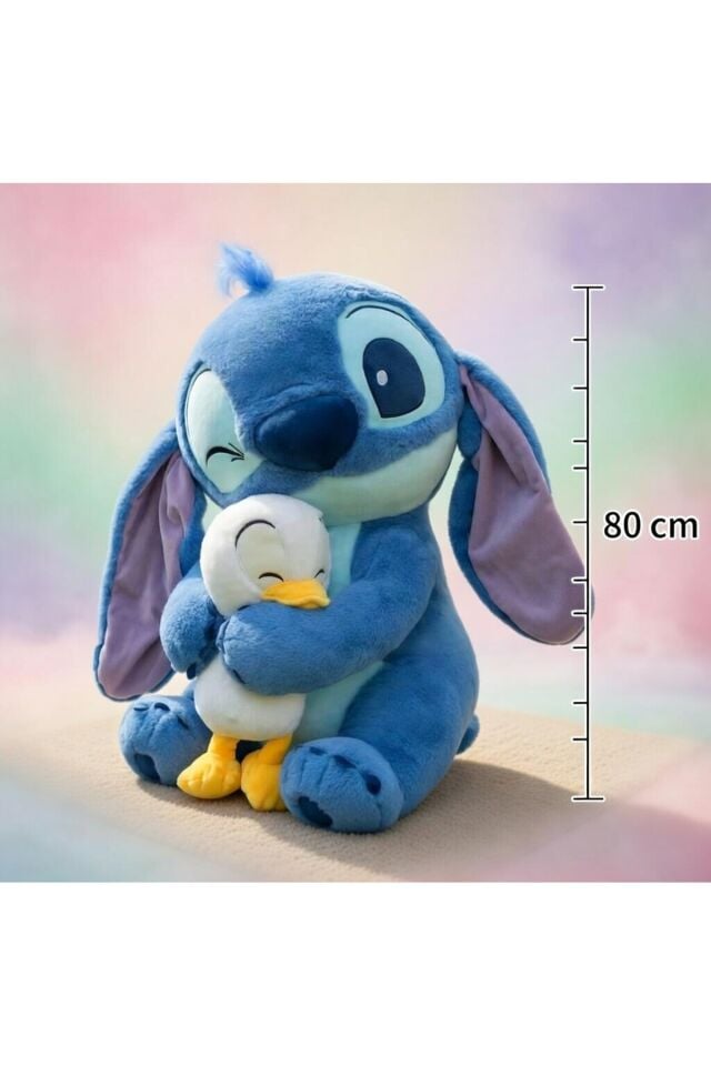 Ördek Stitch peluş oyuncak 80cm ördeğe sarılan stich peluş