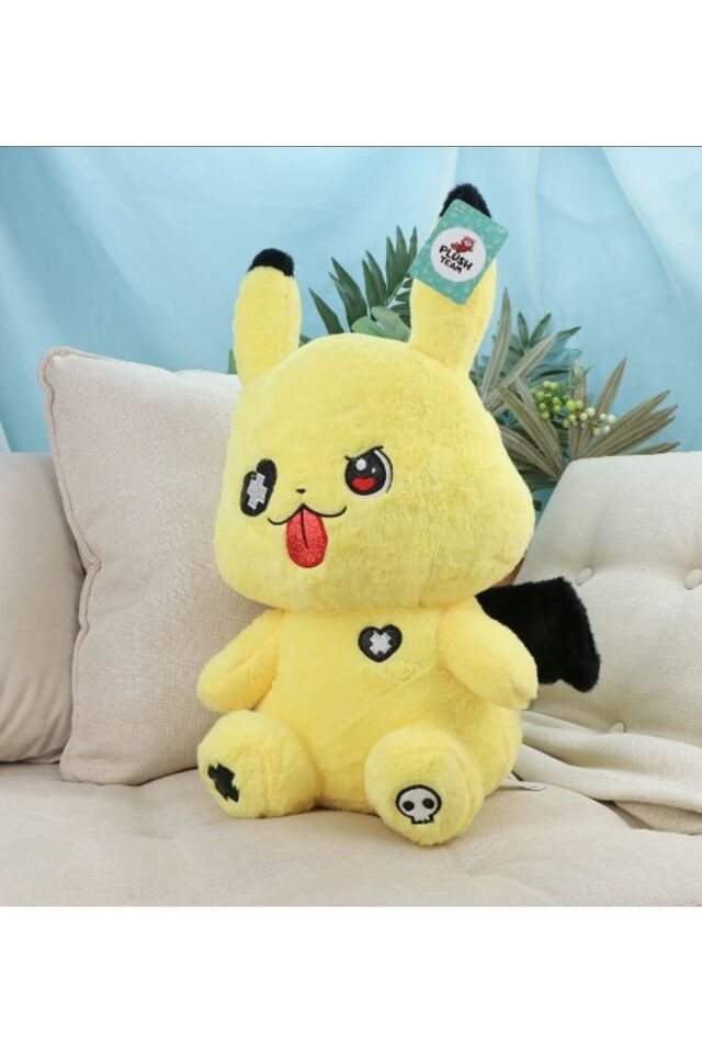 korsan pikachu peluş oyuncak 45cm tüylü yumuşak kumaş uyku arkadaşı pokemon peluş bebek