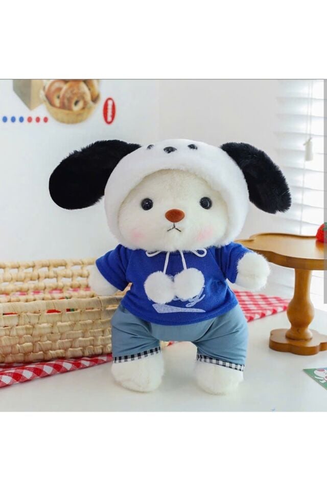 mavi tişört puffy hug ayıcık peluş oyuncak kıyafetli 30cm puffyhug peluş ayıcık kıyafetli teddy