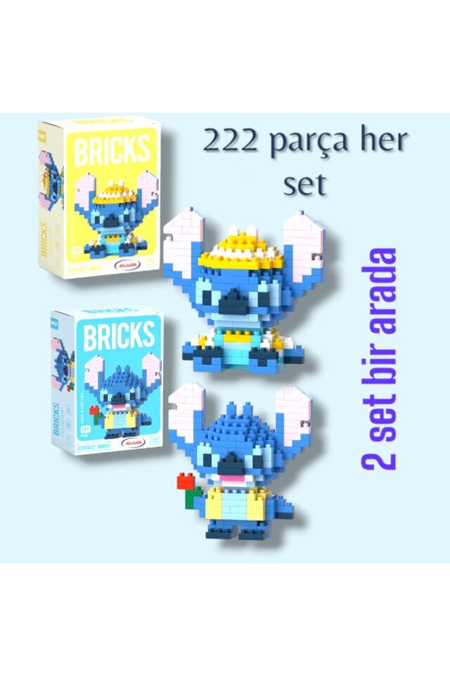 Stitch 2li set Mikro Yapı Blokları Karakter Yapım Oyuncak Seti stich bricks
