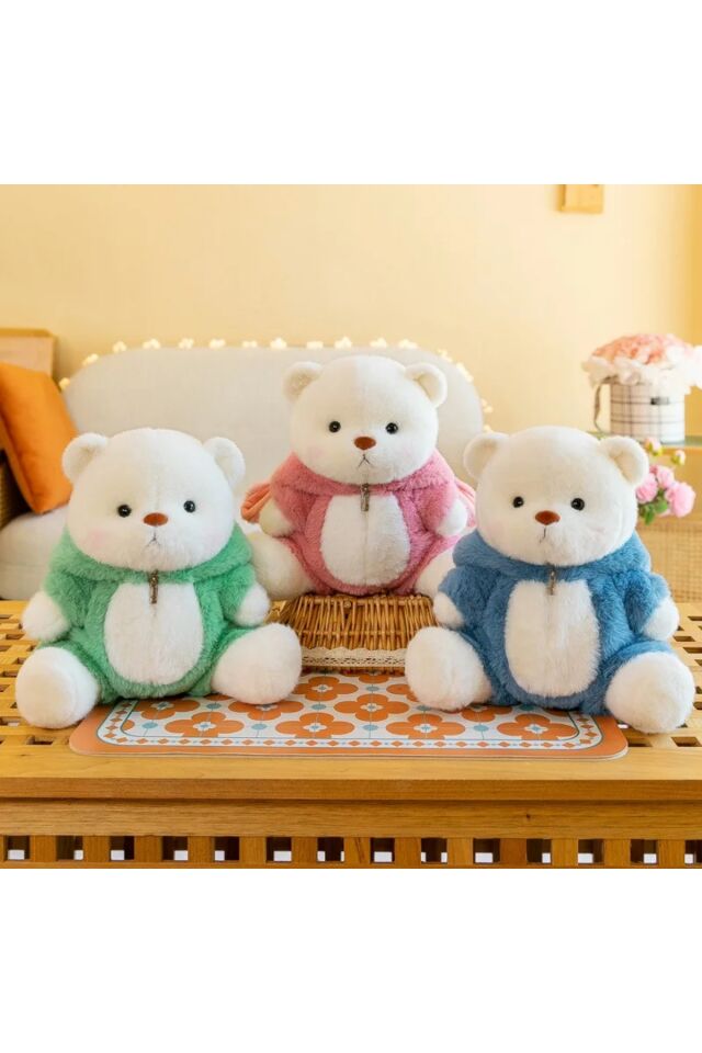 Teddy yesil dinozor kostümlü ayıcık peluş oyuncak kıyafeti çıkarılır hareketli ayaklı 40cm peluş ayı