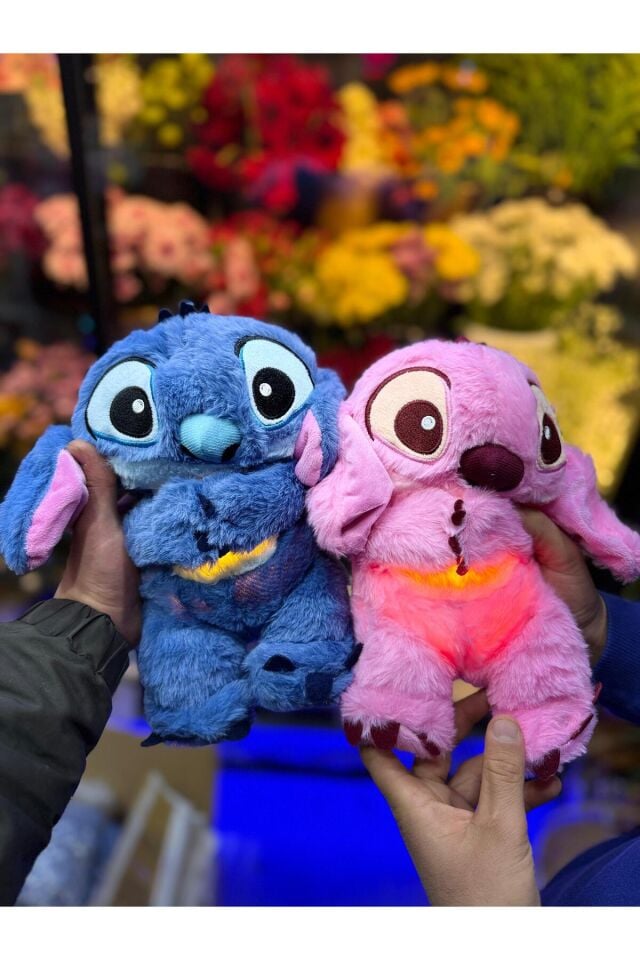 Nefes alan stich uyku arkadaşı stitch peluş oyuncak kulakları oynayan 30cm ışıklı müzikli