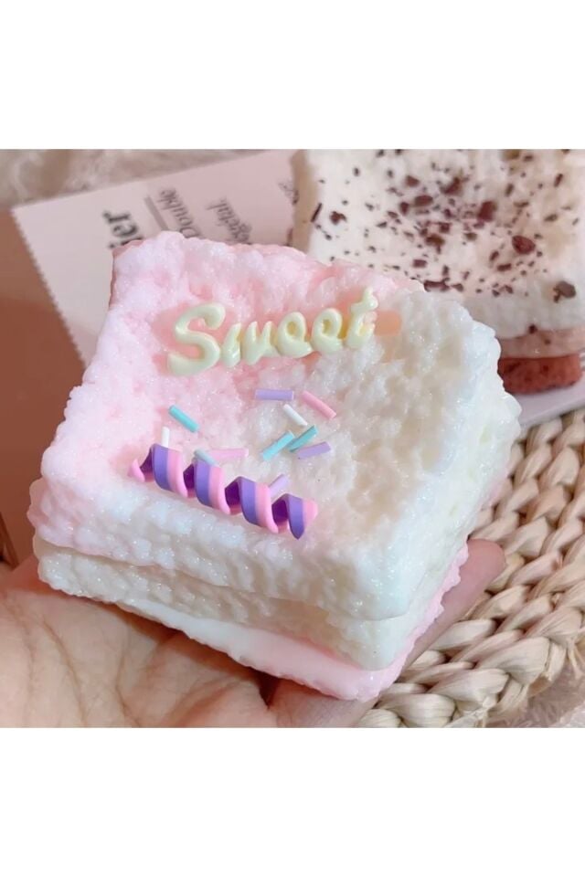 Kek sukuşi pembe renk pasta taba sukuşi yumuşak jel rahatlatıcı 10cm