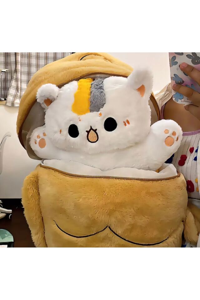 Havuç içinde kedi peluş oyuncak çantalı kedi peluş 30cm uyku arkadaşı