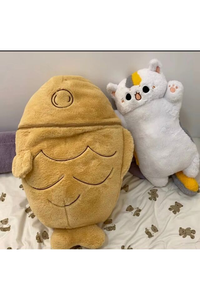 Havuç içinde kedi peluş oyuncak çantalı kedi peluş 30cm uyku arkadaşı