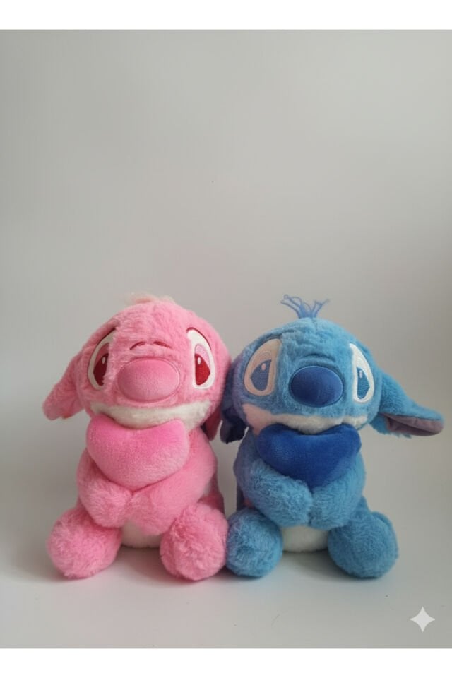 Stitch peluş oyuncak 25cm mavi kalpli stich peluş hediyelik oyuncak