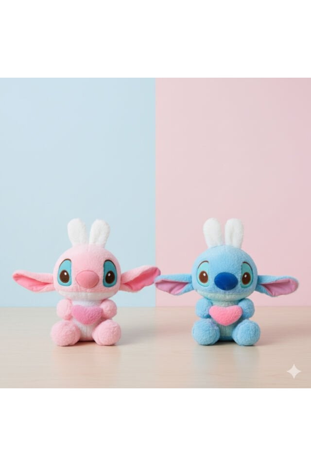 Lilo Stitch peluş oyuncak tavşan stic kulaklı peluş oyuncak pembe renk 25cm