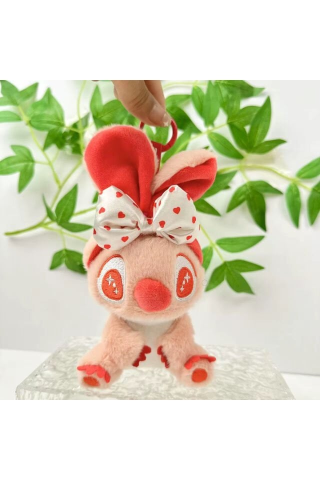 kırmızı stitch peluş oyuncak 15cm uzun kulaklı stich anahtarlık çanta charm aksesuar stik