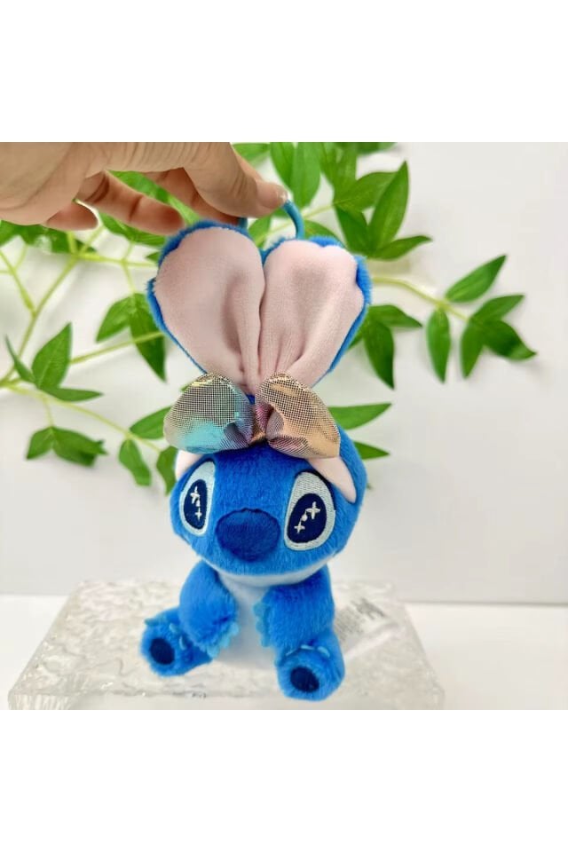 koyu mavi stitch peluş oyuncak 15cm uzun kulaklı stich anahtarlık çanta charm aksesuar stik