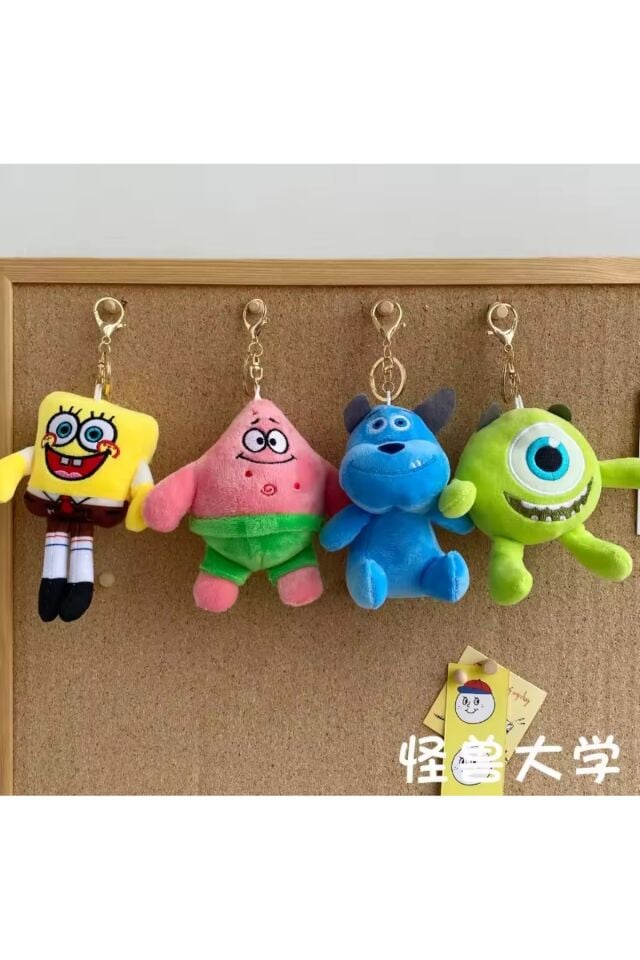 Sünger Bob peluş oyuncak 12cm anahtarlık ve çanta süsü charm