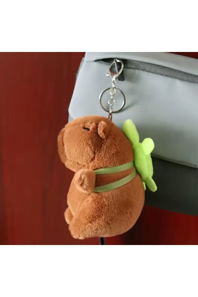 Kapibara peluş oyuncak çanta süsü charm yeşil sulfat capybara 12cm