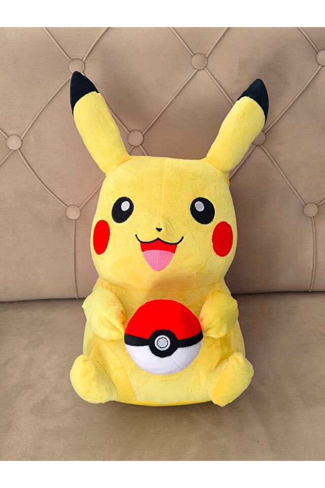 Pokemon Pikachu Peluş Oyuncak 40cm Poketopu Tutan Pikachu Büyük Boy Hediyelik Peluş