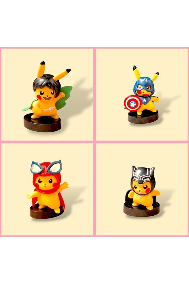 Pikachu Figür Süper Kahramanlar Örümdek Adam 10cm Pokemon Figür Ironman