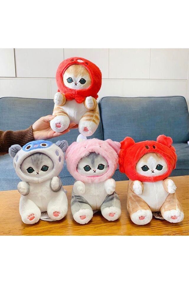 Mofusand ahtapot şapkalı kedi peluş oyuncak 25cm mofusand kedi peluş oyuncak uyku arkadaşı