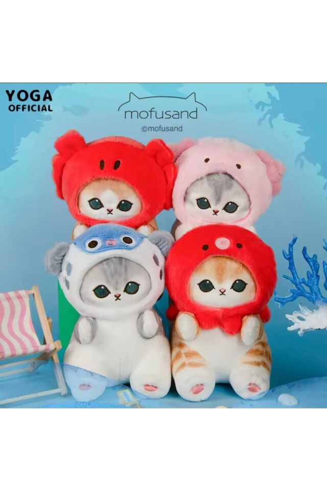 Mofusand ahtapot şapkalı kedi peluş oyuncak 25cm mofusand kedi peluş oyuncak uyku arkadaşı