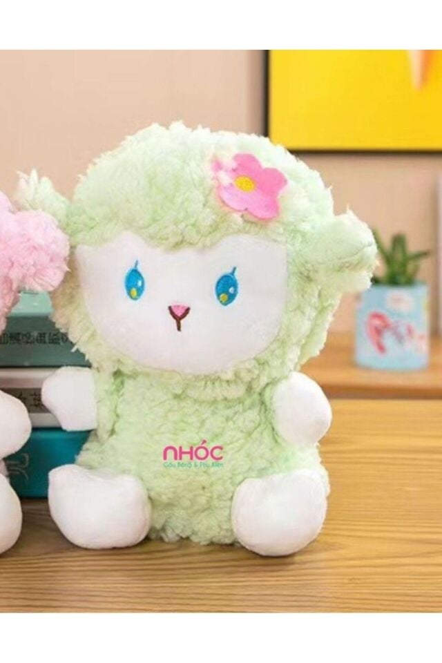Yeşil Kuzucuk Peluş 25cm Tüylü 1 Adet Peluş Oyuncak