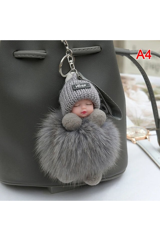 tüylü anahtarlık bebek 10cm tüylü pofuduk