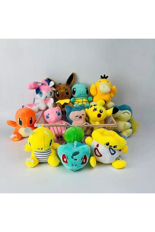 Pikachu 10cm Pokemon peluş oyuncak figür anahtarlık ve çanta süsü